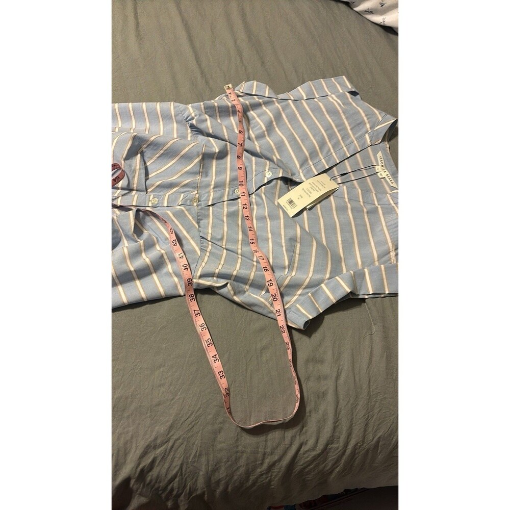 Veronica Beard Ruched Shirt Dress Blue and White Stripe Size 16 - Picture 8 of 13